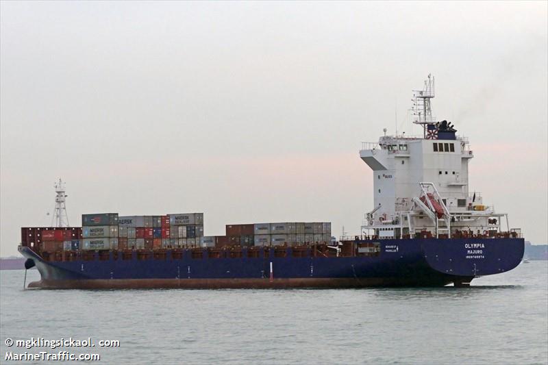 olympia (Container Ship) - IMO 9765574, MMSI 538007727, Call Sign V7FC7 under the flag of Marshall Islands