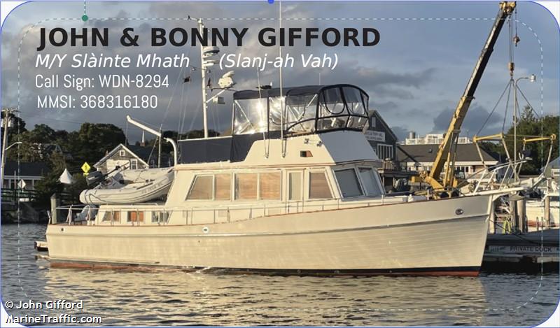 slanj-ah vah (Pleasure craft) - IMO , MMSI 368316180, Call Sign WDN8294 under the flag of United States (USA)