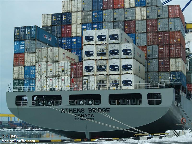athens bridge (Container Ship) - IMO 9409053, MMSI 356554000, Call Sign 3FAQ3 under the flag of Panama