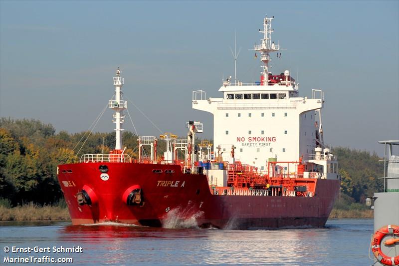 triple a (Chemical/Oil Products Tanker) - IMO 9322152, MMSI 538002543, Call Sign V7JL6 under the flag of Marshall Islands