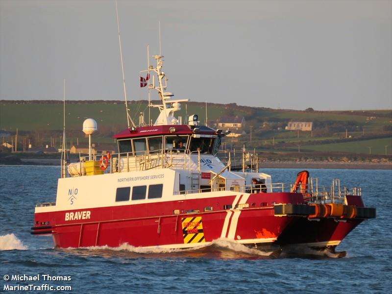 braver (Crew Boat) - IMO 9657002, MMSI 219017205, Call Sign OUYP2 under the flag of Denmark