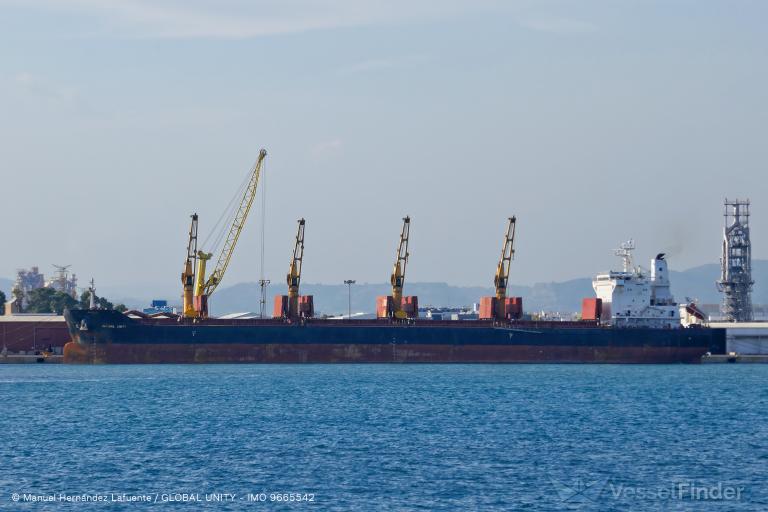 global unity (Bulk Carrier) - IMO 9665542, MMSI 538005566, Call Sign V7FC3 under the flag of Marshall Islands