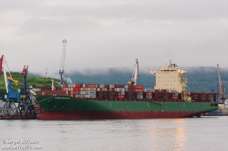maersk euphrates (Container Ship) - IMO 9694567, MMSI 538005747, Call Sign V7GQ5 under the flag of Marshall Islands