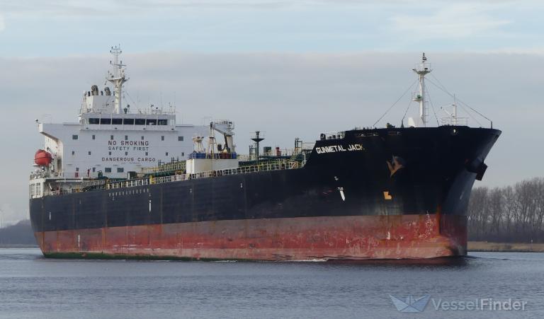 gunmetal jack (Chemical/Oil Products Tanker) - IMO 9428384, MMSI 538006235, Call Sign V7CM8 under the flag of Marshall Islands