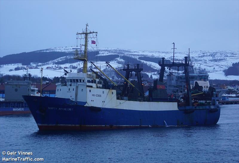 marta arendzee (Fishing Vessel) - IMO 8522250, MMSI 273216200, Call Sign UAIX under the flag of Russia