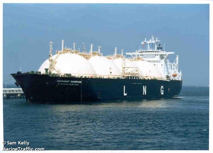 northwest sanderling (LNG Tanker) - IMO 8608872, MMSI 503000050, Call Sign VNVZ under the flag of Australia