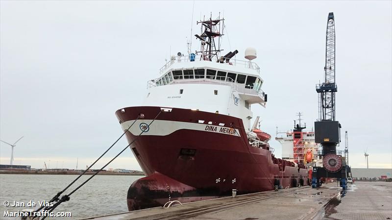 dina merkur (Offshore Tug/Supply Ship) - IMO 9344332, MMSI 236521000, Call Sign ZDJF3 under the flag of Gibraltar