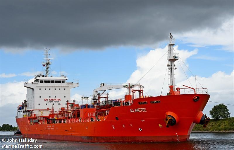 almere (Chemical/Oil Products Tanker) - IMO 9439369, MMSI 538003631, Call Sign V7SE3 under the flag of Marshall Islands