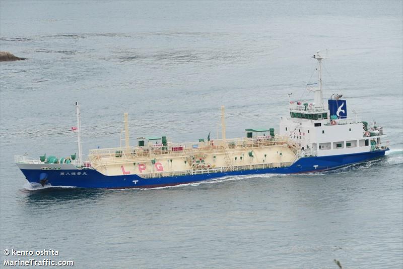 tokuyomaru no.8 (LPG Tanker) - IMO , MMSI 431015525, Call Sign JD4846 under the flag of Japan