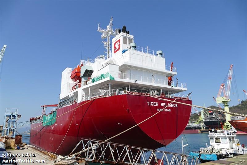 tiger reliance (Chemical/Oil Products Tanker) - IMO 9800776, MMSI 477172200, Call Sign VRRV3 under the flag of Hong Kong