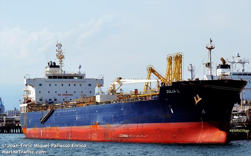 julia l (Chemical/Oil Products Tanker) - IMO 9661247, MMSI 538004993, Call Sign V7AG8 under the flag of Marshall Islands