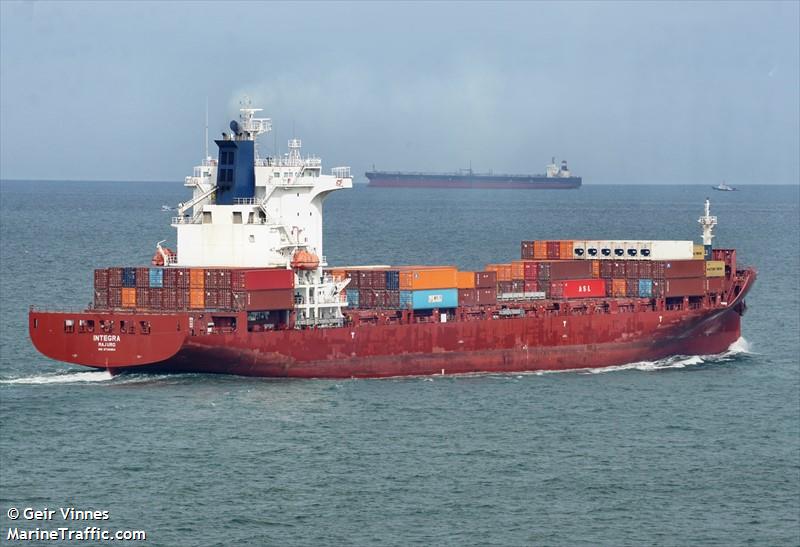 integra (Container Ship) - IMO 9730854, MMSI 538007386, Call Sign V7FW4 under the flag of Marshall Islands