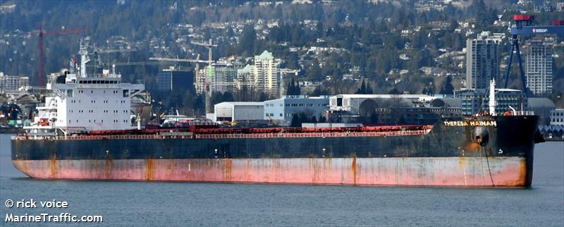 theresa hainan (Bulk Carrier) - IMO 9607124, MMSI 477444200, Call Sign VRLJ9 under the flag of Hong Kong