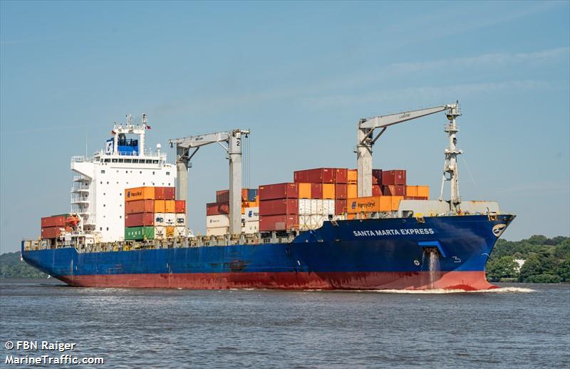 santa marta express (Container Ship) - IMO 9446104, MMSI 477711300, Call Sign VRGJ3 under the flag of Hong Kong