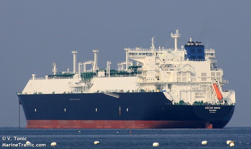 golar snow (LNG Tanker) - IMO 9635315, MMSI 538004981, Call Sign V7AF2 under the flag of Marshall Islands