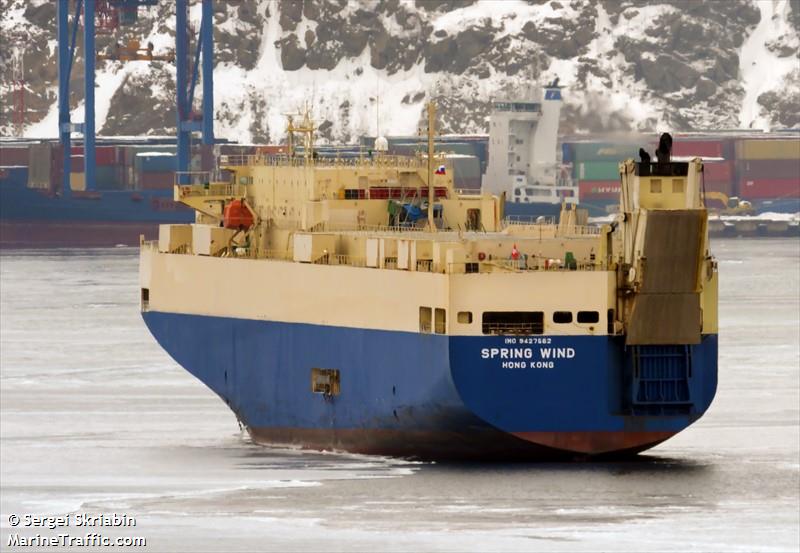 spring wind (Vehicles Carrier) - IMO 9427562, MMSI 477961300, Call Sign VRHO3 under the flag of Hong Kong
