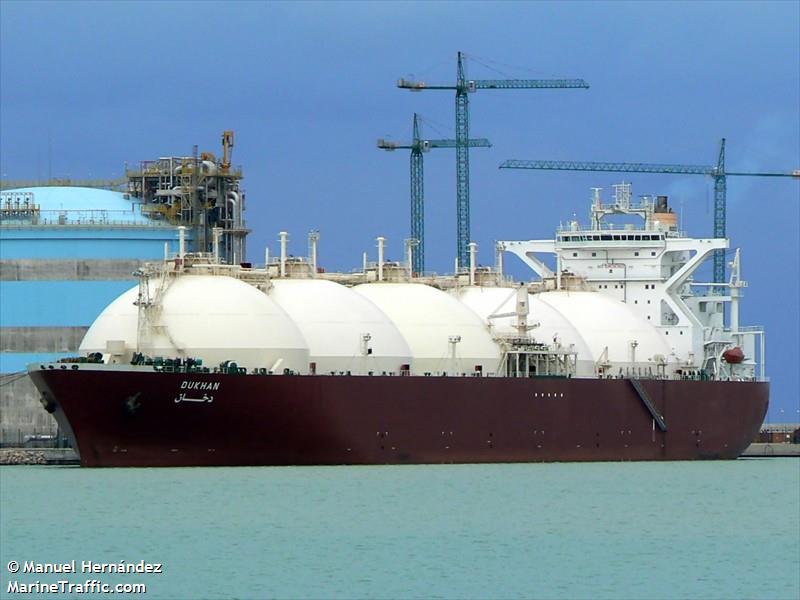 dukhan (LNG Tanker) - IMO 9265500, MMSI 636012400, Call Sign A8FG3 under the flag of Liberia