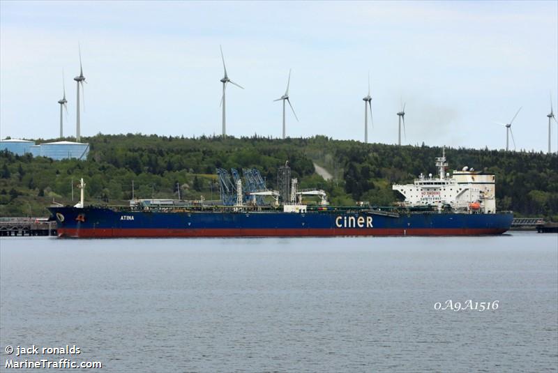 atina (Crude Oil Tanker) - IMO 9593000, MMSI 229853000, Call Sign 9HA3664 under the flag of Malta