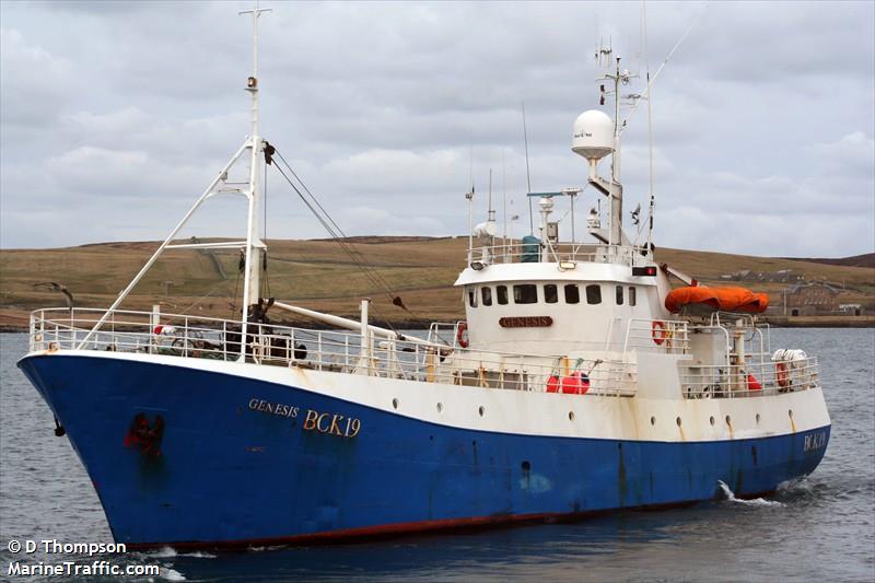 genesis (Fishing Vessel) - IMO 7617010, MMSI 235008110, Call Sign FD19 under the flag of United Kingdom (UK)
