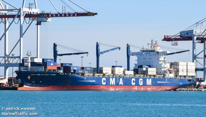 cma cgm africa three (Container Ship) - IMO 9451939, MMSI 311044200, Call Sign C6YS8 under the flag of Bahamas