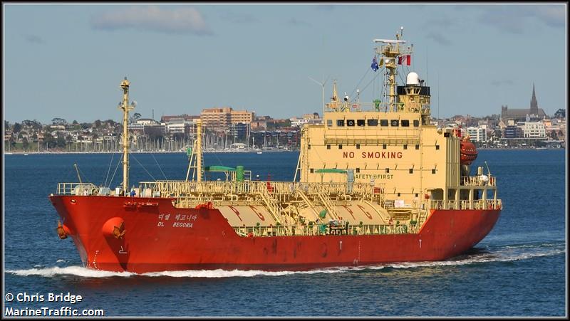 dl begonia (LPG Tanker) - IMO 9347475, MMSI 440198000, Call Sign DSOR8 under the flag of Korea