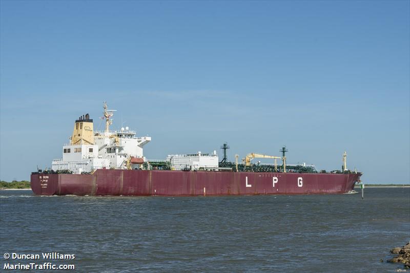 bu sidra (LPG Tanker) - IMO 9356892, MMSI 538005258, Call Sign V7CH3 under the flag of Marshall Islands