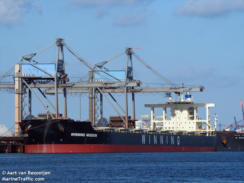 winning mission (Bulk Carrier) - IMO 9659854, MMSI 564266000, Call Sign 9V5168 under the flag of Singapore