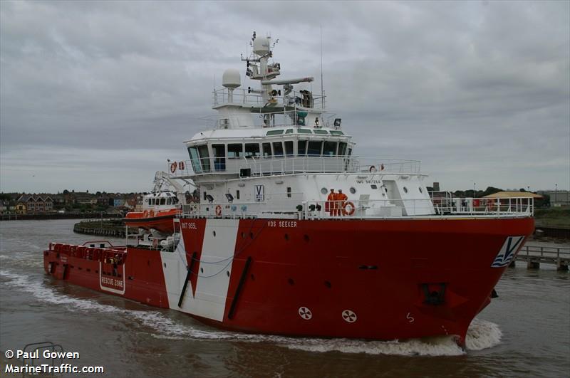 vos seeker (Offshore Tug/Supply Ship) - IMO 9411264, MMSI 235068568, Call Sign 2BQY8 under the flag of United Kingdom (UK)