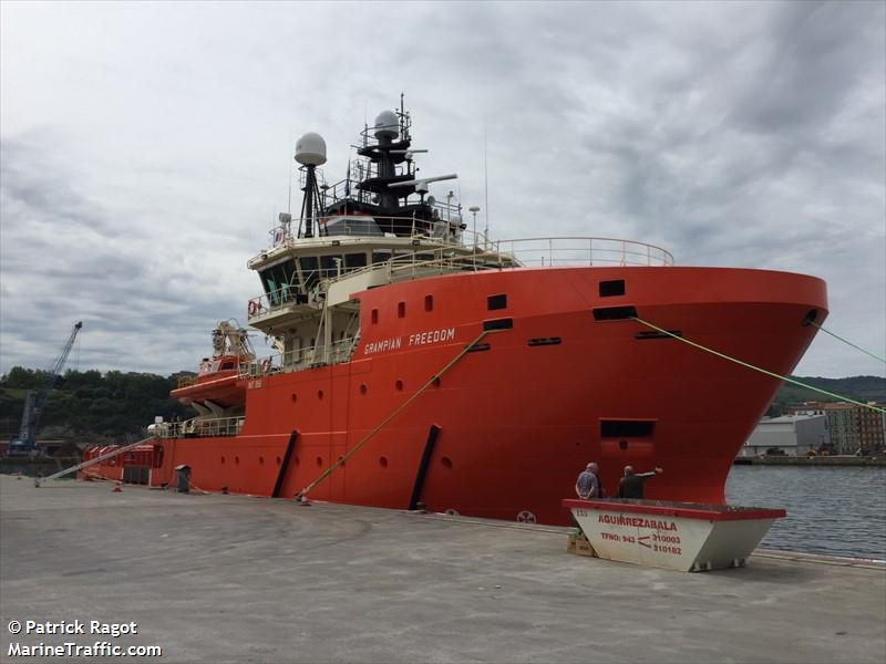 grampian freedom (Standby Safety Vessel) - IMO 9709960, MMSI 235114345, Call Sign 2JAS5 under the flag of United Kingdom (UK)