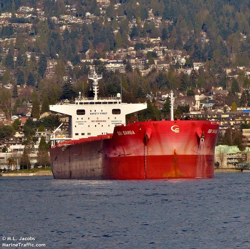 sbi samba (Bulk Carrier) - IMO 9712486, MMSI 538005997, Call Sign V7IU6 under the flag of Marshall Islands