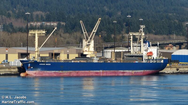 asian naga (General Cargo Ship) - IMO 9561631, MMSI 357353000, Call Sign 3FOV4 under the flag of Panama