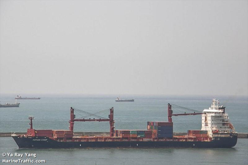 papuan chief (Container Ship) - IMO 9689964, MMSI 477477700, Call Sign VROO7 under the flag of Hong Kong