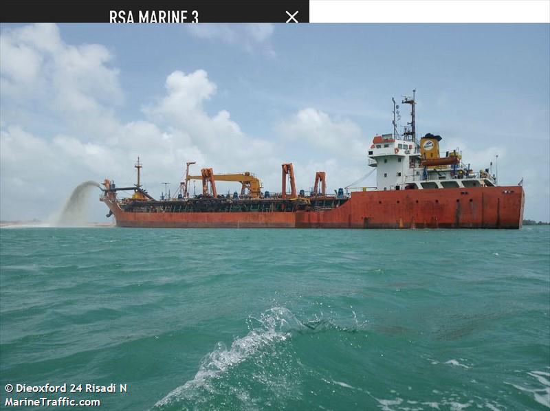 rsa marine 3 (Hopper Dredger) - IMO 8693449, MMSI 525100167, Call Sign YBLV2 under the flag of Indonesia