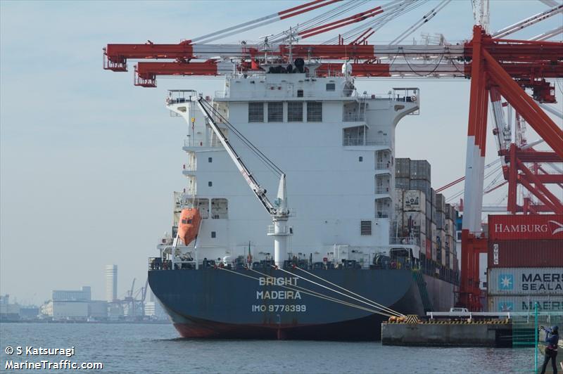 bright (Container Ship) - IMO 9778399, MMSI 255806057, Call Sign CQIS7 under the flag of Madeira