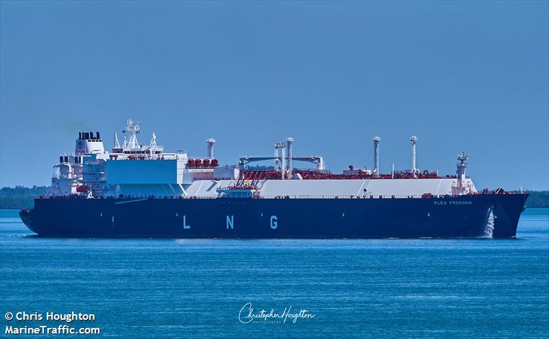 flex freedom (LNG Tanker) - IMO 9862308, MMSI 538008814, Call Sign V7A2791 under the flag of Marshall Islands