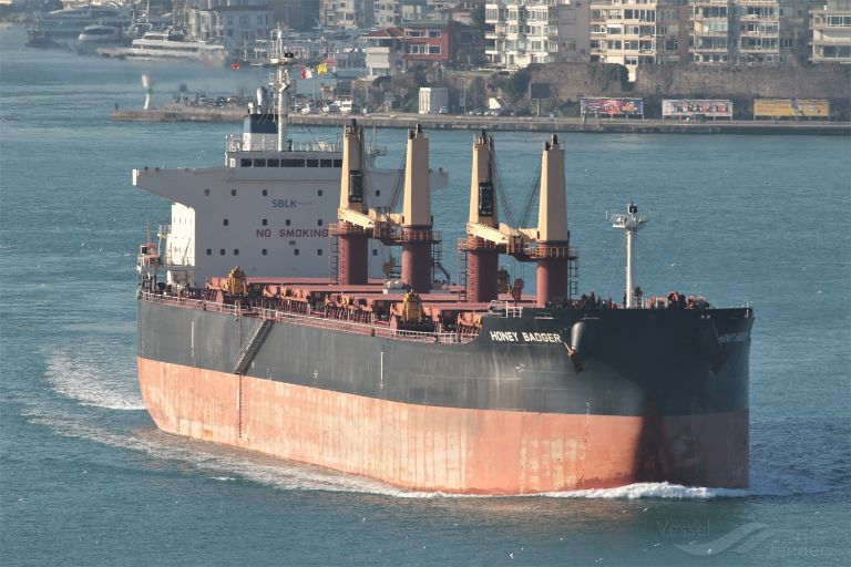 honey badger (Bulk Carrier) - IMO 9711315, MMSI 538005975, Call Sign V7AR7 under the flag of Marshall Islands