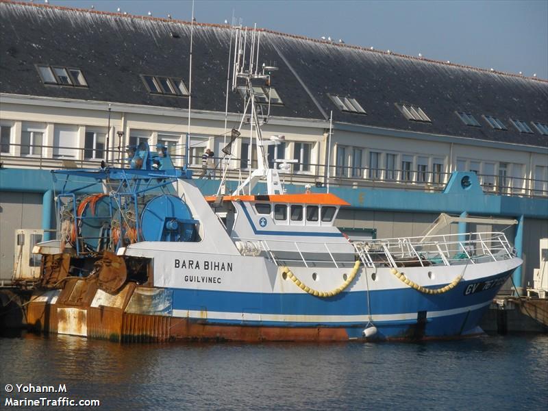 fv bara bihan (Fishing vessel) - IMO , MMSI 227831000, Call Sign FQHO under the flag of France