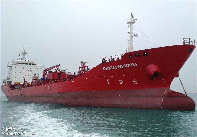 orkim wisdom (Chemical/Oil Products Tanker) - IMO 9417476, MMSI 533130737, Call Sign 9MWZ9 under the flag of Malaysia