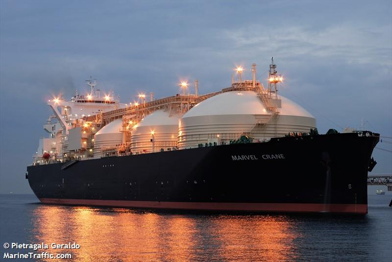 marvel crane (LNG Tanker) - IMO 9770438, MMSI 563073300, Call Sign 9V5069 under the flag of Singapore