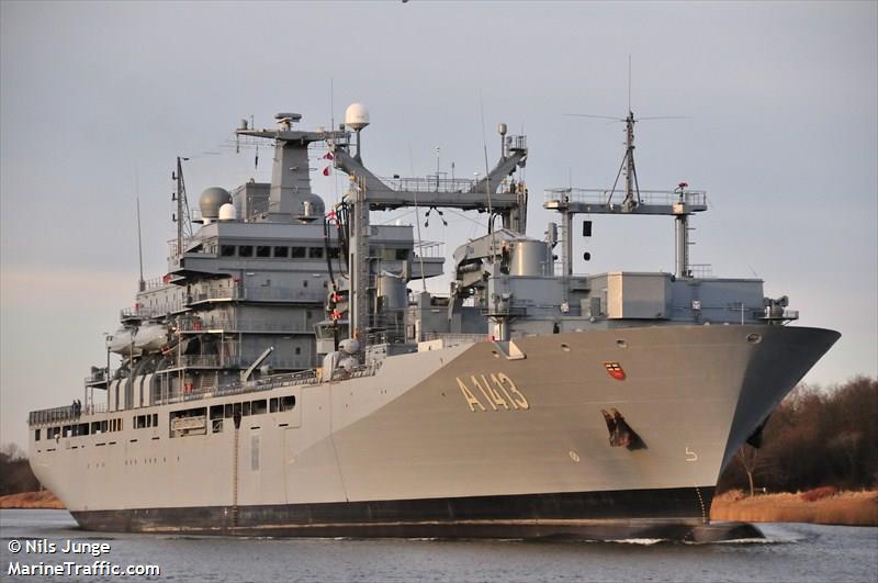 eu warship a1413 (Military ops) - IMO , MMSI 211927000, Call Sign DRKC under the flag of Germany