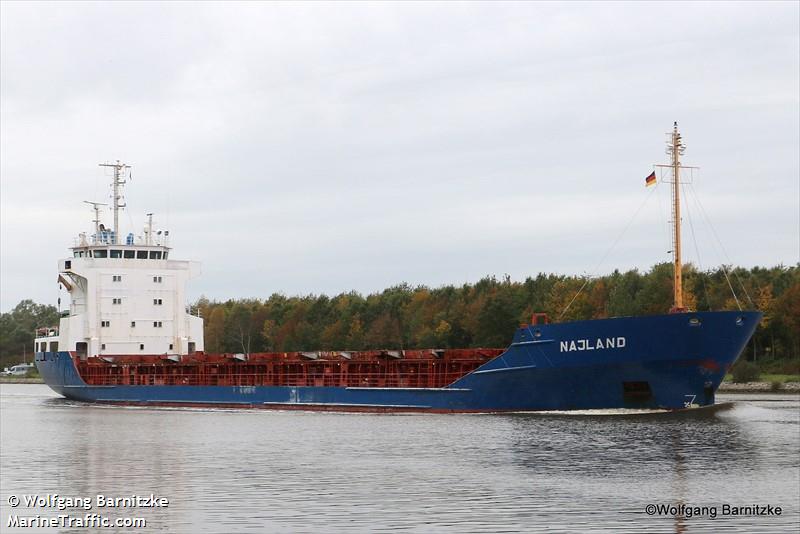 najlan (General Cargo Ship) - IMO 8806137, MMSI 341025000, Call Sign V4EZ4 under the flag of St Kitts & Nevis