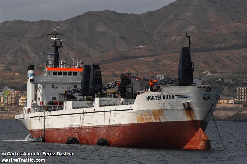 montelaura (Refrigerated Cargo Ship) - IMO 7625500, MMSI 355855000, Call Sign 3FRF5 under the flag of Panama