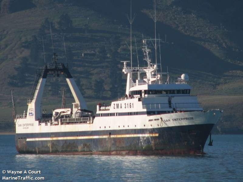 san enterprise (Fish Factory Ship) - IMO 8901420, MMSI 512000122, Call Sign ZMA3161 under the flag of New Zealand