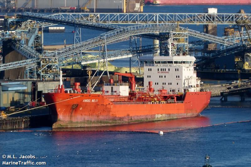 angel no. 11 (Chemical/Oil Products Tanker) - IMO 9486233, MMSI 477493700, Call Sign VRII6 under the flag of Hong Kong