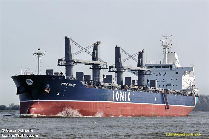 ionic hawk (Bulk Carrier) - IMO 9608673, MMSI 538004542, Call Sign V7XQ3 under the flag of Marshall Islands