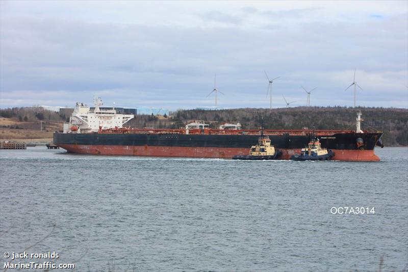 front brage (Crude Oil Tanker) - IMO 9418614, MMSI 538006224, Call Sign V7KS6 under the flag of Marshall Islands