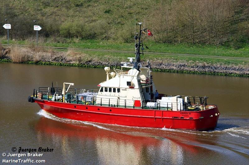 world 3 (Offshore Tug/Supply Ship) - IMO 8228830, MMSI 219013179, Call Sign OWFL2 under the flag of Denmark