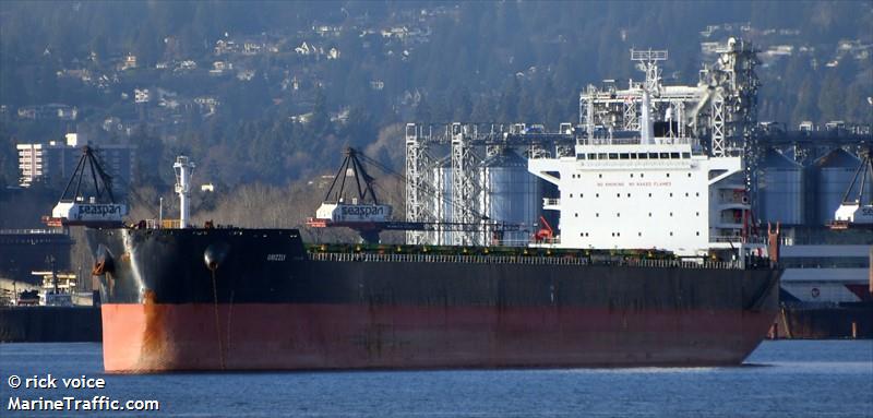 grizzly (Bulk Carrier) - IMO 9659232, MMSI 538004966, Call Sign V7AC7 under the flag of Marshall Islands