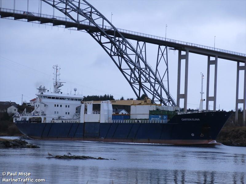 carten elina (Palletised Cargo Ship) - IMO 8713653, MMSI 314433000, Call Sign 8PAM2 under the flag of Barbados