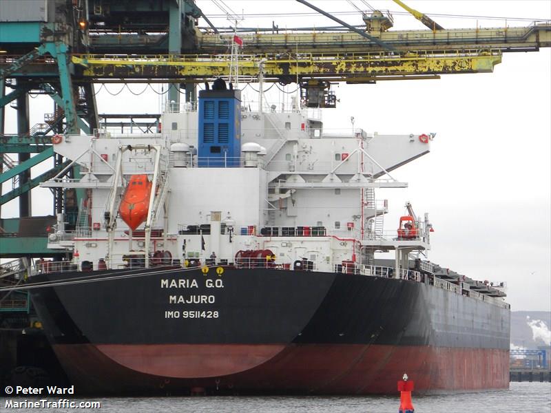 maria g.o. (Bulk Carrier) - IMO 9511428, MMSI 538003954, Call Sign V7U14 under the flag of Marshall Islands